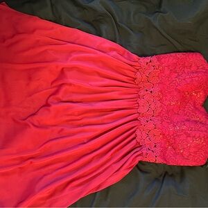 Red Lace & Chiffon Dress Romantic Date Night Valentine Dress